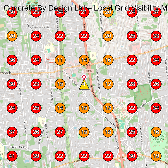 Concrete By Design Ltd GeoGrid visibility map for Masonry Contractor in None